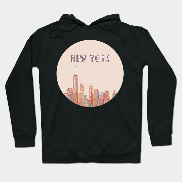 New York City (Manhattan) Skyline in Pink Hoodie by BloomingDiaries